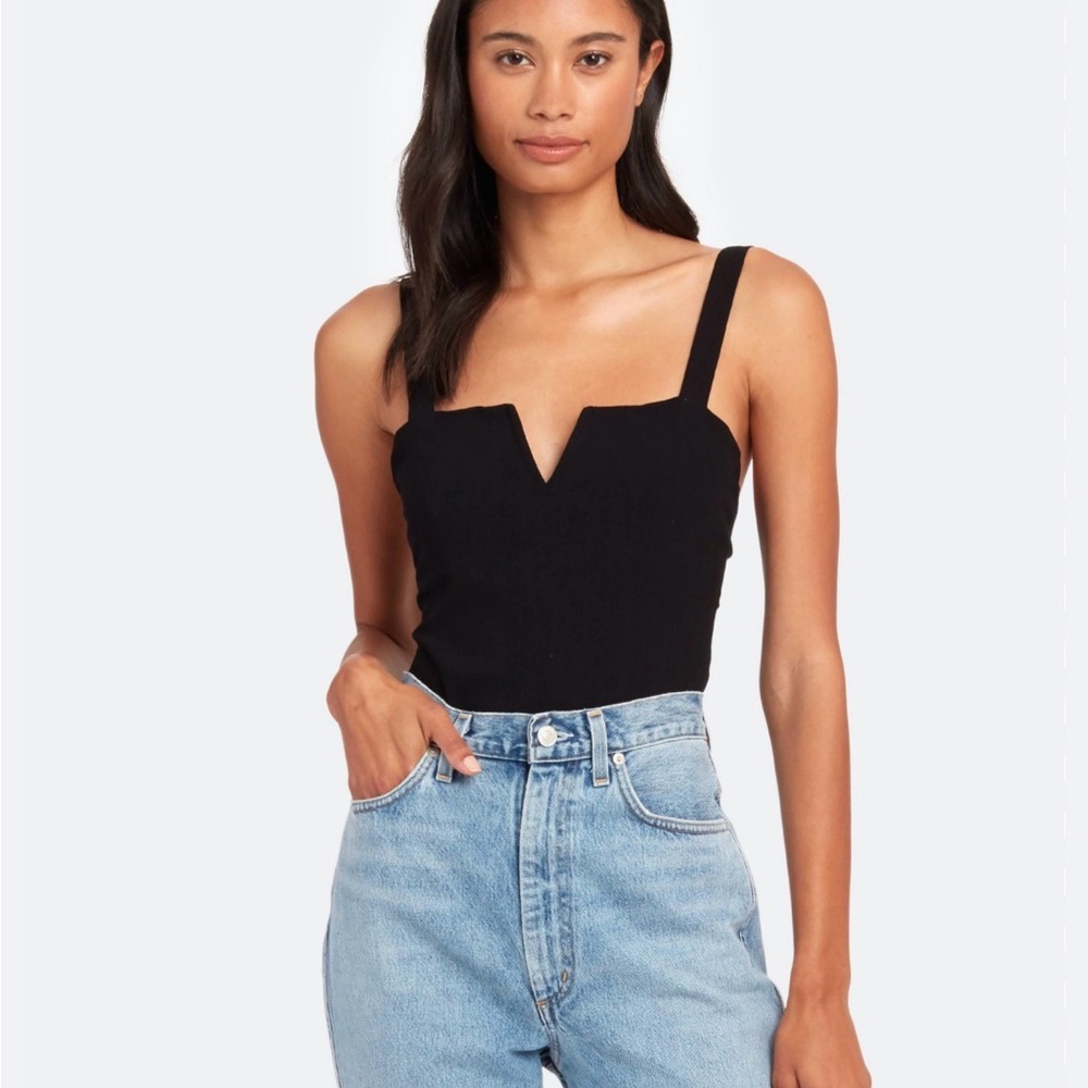 NWT Free People Pippa V-Wire Bodysuit in Black-size Large